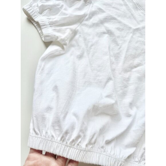 Aritzia WILFRED Piaf White Cotton Cropped Elastic Waist T-Shirt, Size XS - Picture 7 of 15